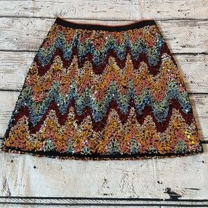 Anthro Maeve Chevron Sequined Mini Skirt Size 6
